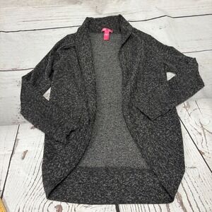 Mix & Co Womens Gray Marled Open Front Shawl Collar Cardigan Sweater Small
